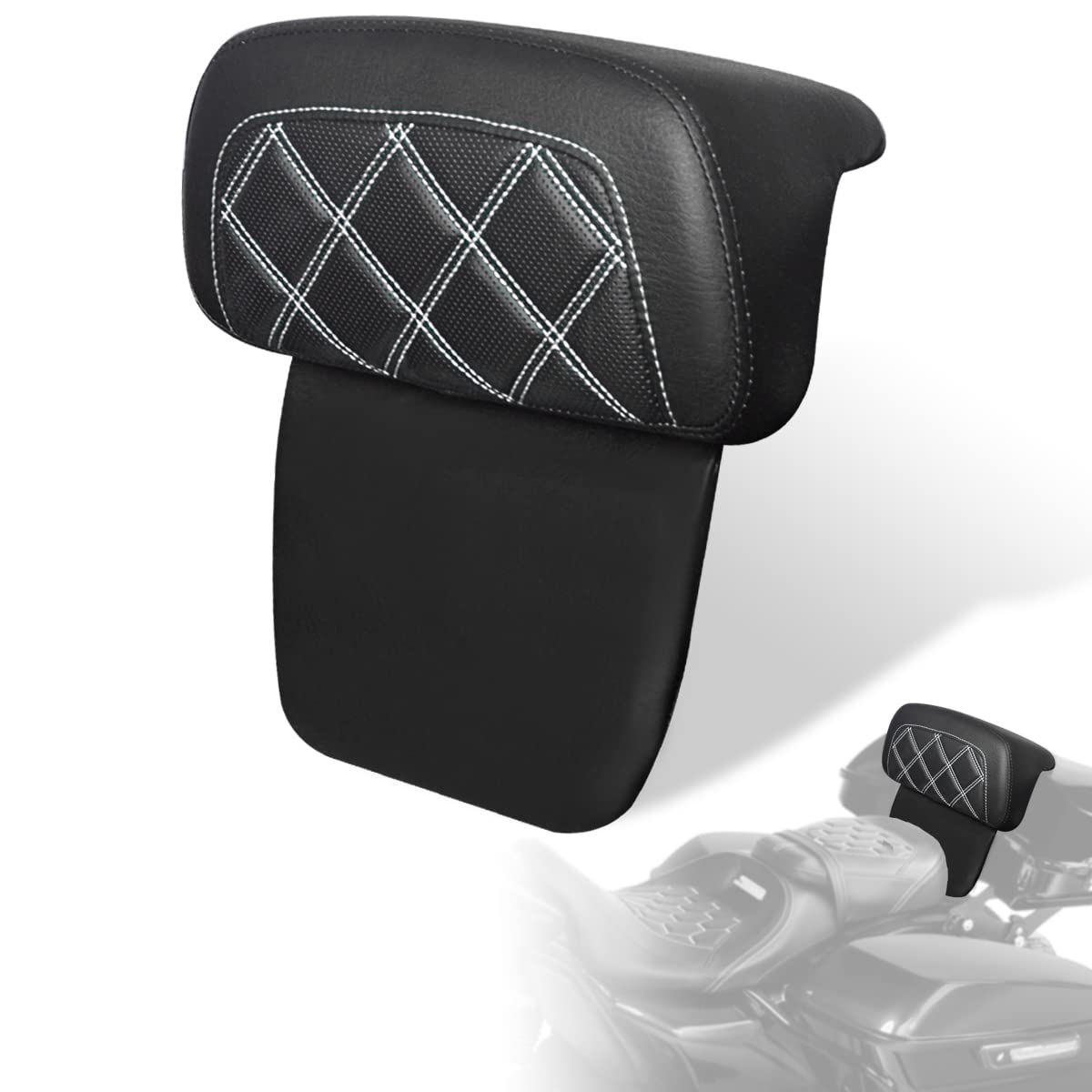 Photo 1 of FOVPLUE Backrest Pad,Chopped Razor Tour Luggage Pack Backrest Pad for Harley Touring 2014-later,for CVO Road Glide Road King Street Glide Tri Glide Ultra Limited Electra Glide FLHTKSE,White Stitching