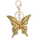 ABOOFAN Butterfly Keychain Pendant 5.31 Inch Yellow Alloy Key Chain Decorative Purse Charm Handbag Accessory for Women
