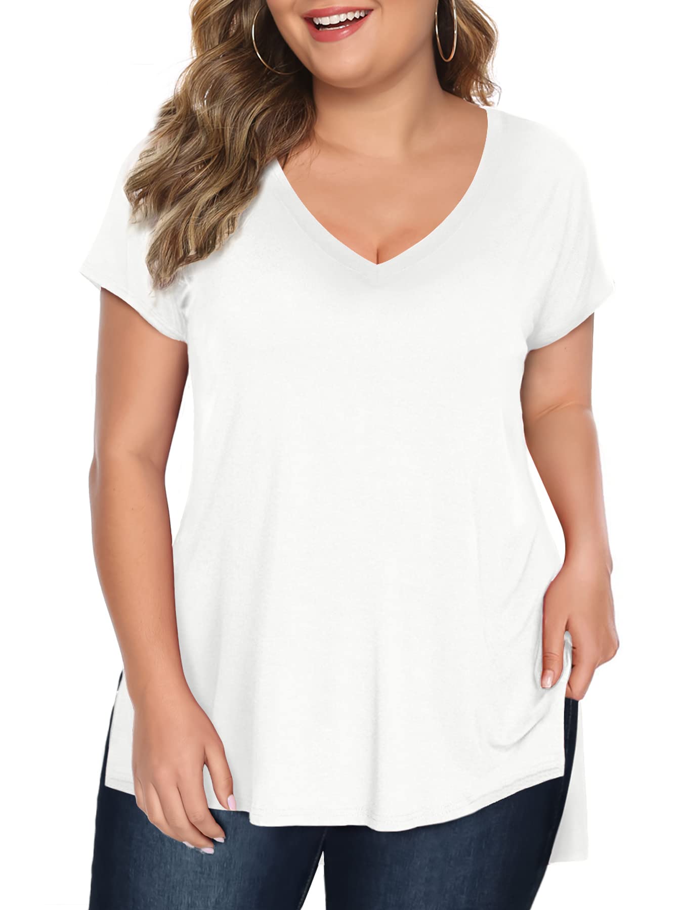 Photo 1 of Florboom Womens Loose Fit Short Sleeve Casual T-Shirt Plus Size Tee White X-Large