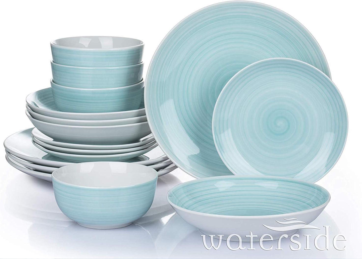 Waterside Fine China Dinner Set, Porcelain, Aqua Splash, One Size Amazon.co.uk Kitchen & Home