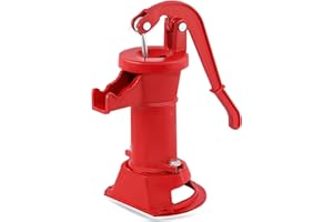 SAMGER S Samger Antique Pitcher Hand Water Pump Cast Iron Red Hand Well Pump 25ft Maximum lift Manual Water Transfer Pump Boost Fountain for Outdoor, Yard, Pond, Garden Decoration Kit