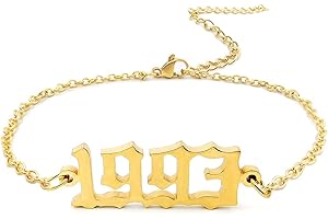 CSIYANJRY99 Birth Year Ankle Bracelets for Women14K Gold Plated Birth Year Number Anklets Adjustable Chain Beach Foot Ankle Bracelets for Women Birthday