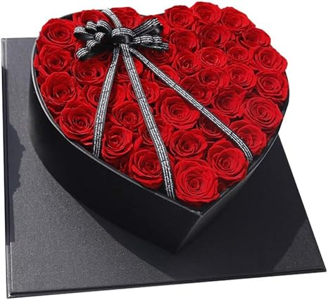 Amazon 手作りの不思議な花 彼女の誕生日記念日のためにハート形の永遠の花のギフトボックスweddiingパーティーデコレーションボックス バレンタインデー クリスマスイブのギフト 色 赤 サイズ 35x35cm 造花 オンライン通販