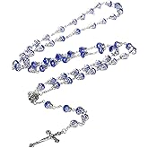 CACALOSS Christian Rosarys Necklace Crystal Rosarys Necklace Jesus Cross Rosary For Baptism Prayers