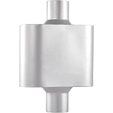 Floshine Universal Mufflers, Performance Automotive Exhaust Muffler, Single Chamber center in/center out, silver (2")