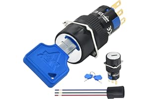 ZJWZJH 2 Pcs 16mm 5/8" SPDT Round Terminal Key Lock Switch, Selector On Off, 2 Position, Maintained Latching With 4 Keys and Wire Socket, UL Certification