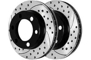 AUTO SHACK AutoShack Front Drilled Slotted Brake Rotors Black Pair of 2 Driver and Passenger Side Replacement for 1995-2004 Toyota Tacoma 1996-2002 4Runner 2.4L 2.7L 3.4L V6 4WD RWD Rotor Size 296.67mm PR41167LR