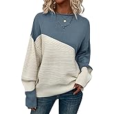 Women's Oversized Sweaters Splicing Color Block Knit Pullover Jumper Tops Fall Winter Outfits 2025