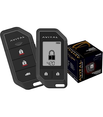 Avital 4105L 1-Wege-Fernstartsystem – Mit 2x 4-Tasten-Fernbedienungen, Reichweite Bis 1,5 Km, Schlüsselloser Zugang, Diebstahlsicherung, Stoßsensor, Kompatibel Mit SmartStart