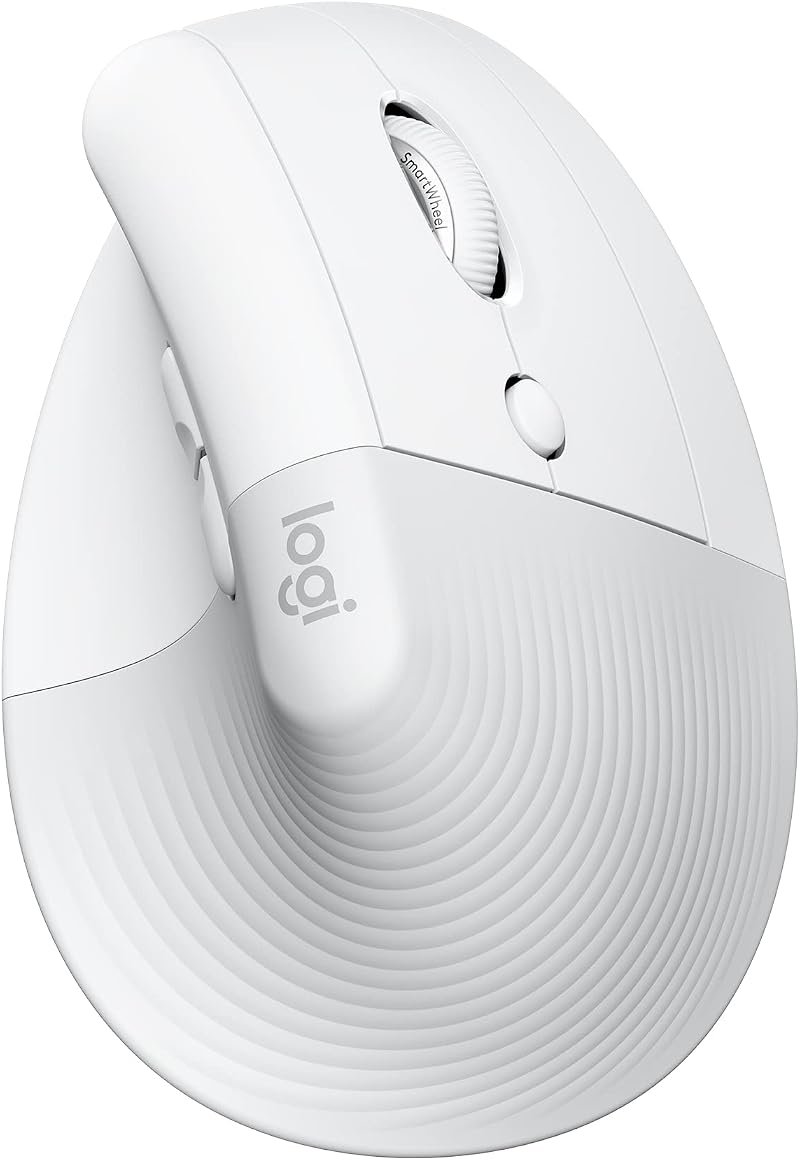 Logitech Lift Vertical Ergonomic Mouse Wireless Bluetooth USB Receiver White