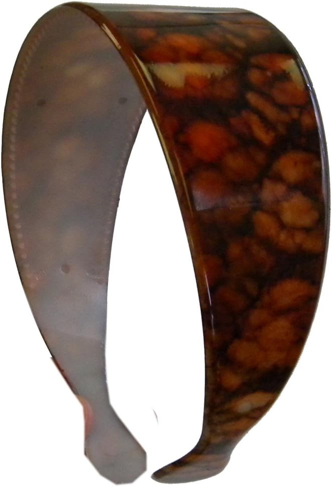Orange Wide 2 Inch Plastic Hair Band With Marbelized Pattern (Keshet Accessories)