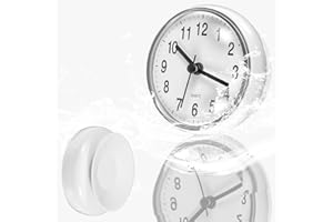 CIATBYYJ Waterproof Shower Clock, Shower Timer with Strong Suction Cup Design, White Bathroom Clocks for Home Bathrooms Toilets Kitchens Hotels, Easy Reading Bathroom Wall Clock with Hour and Minute Hands