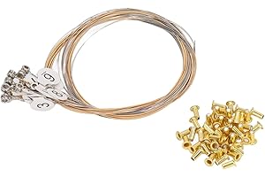 Strings for Lyre Harp, 16pcs Steel Strings Replacement with 50 Rivets for Lyre Harp Sets Lyre Harp Strings Replacement Metal 