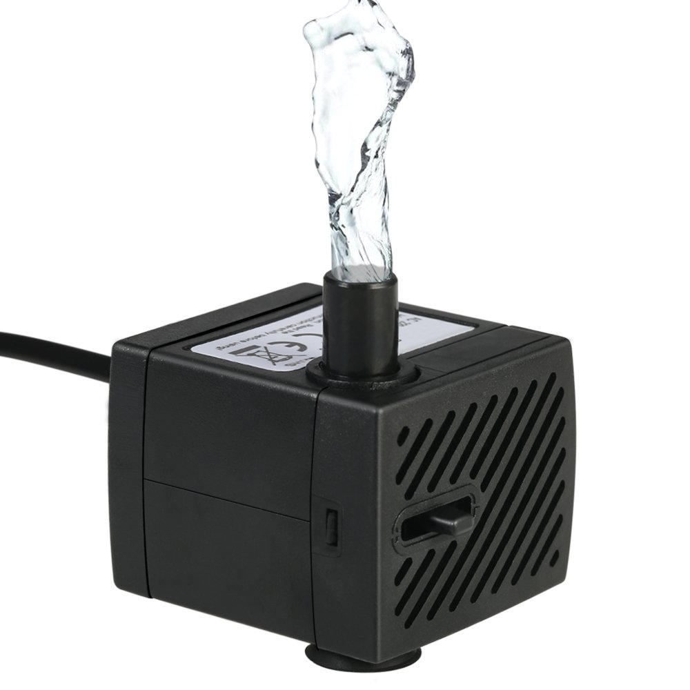Decdeal 150L/H 2W Submersible Water Pump for Aquarium Tabletop Fountains Pond Water Gardens and Hydroponic Systems with One Nozzle 4.9ft(1.5m) Power Cord AC220-240V
