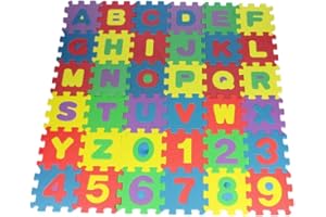 BESPORTBLE 36 Pieces Kids Puzzle Play Mat, Foam Alphabet & Number Interlocking Tiles, Non-Slip Baby Play Mat for Bedroom & Pl