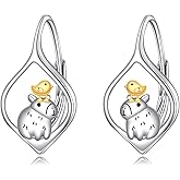 Capybara Earrings Sterling Silver Animal Leverback Earrings Capybara Jewelry Cute Earrings for Women