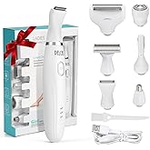 PELCAS Bikini Trimmer for Women Kit 6 in 1 Electric Shaver, Cordless Razors, Nose Hair Trimmer, Shaver for Women & Men Pubic Hair, Private Area, Legs, Face, Nose, Eyebrow, Body Hair Removal