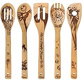 Halloween Idea Utensil Burned Wooden Spoons Set House Warming Wedding Present Slotted Spoon 5 Piece SpoonSet