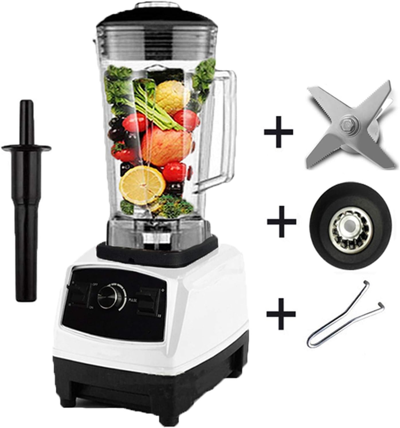 2200W Heavy Duty Commercial Blender Professional Blender Mixer Food Processor Japan Blade Juicer Ice Smoothie Machine,White full parts,EU Plug