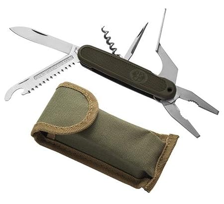 Multifunktionales Offizier Bundeswehr Taschenmesser mit Bundesadler Oliv mit Gürteltasche Armeemesser