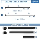 Yeabett Curtain Poles 48-119.4cm Telescopic Shower Rod Black No Drilling view 2