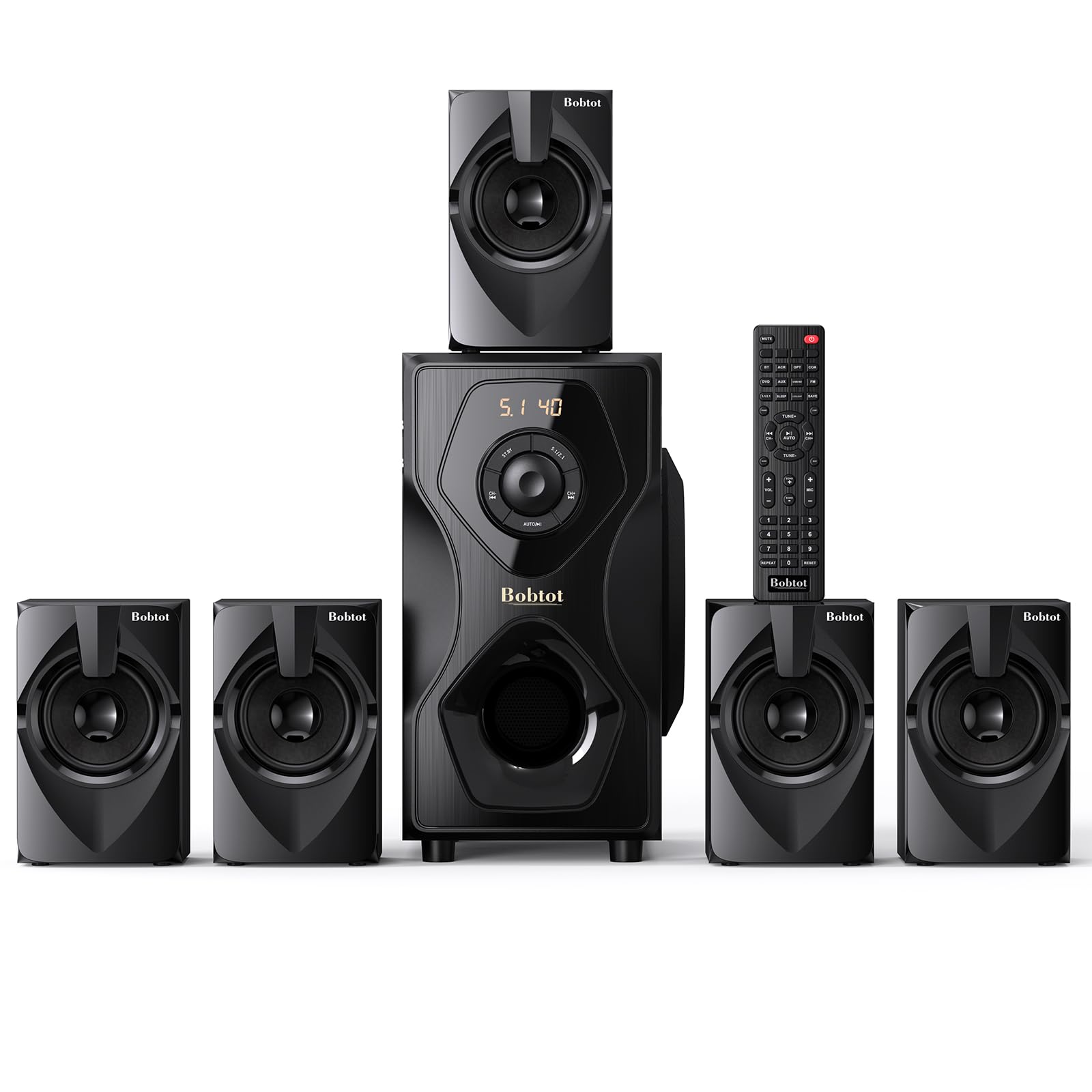 Photo 1 of *used*Bobtot Surround Sound Speakers Home Theater Systems - 700 Watts Peak Power 5.1/2.1Wired Stereo Speaker System 5.25" Subwoofer Strong Bass with Bluetooth ARC Optical Input