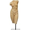 Creative Co-Op Sculptural Resin Female Figure on Metal Stand, Plaster Finish