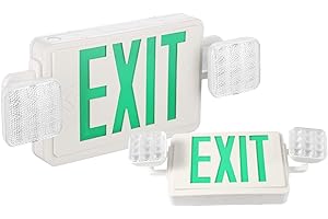 SPECTSUN LIGHTING SPECTSUN Exit Sign with Emergency Light, Green Emergency Exit Lights with Battery Backup - 2 Pack, Exit Light with Emergency Light/Photoluminescent Exit Sign/Emergency Exit Light Led/Lighted Exit Sign