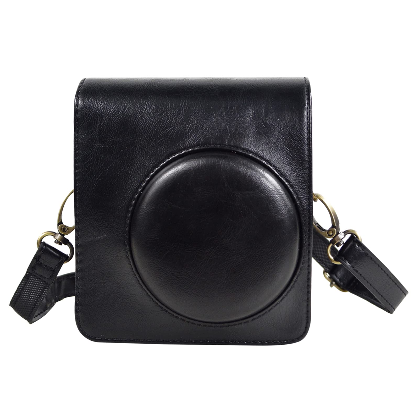 HIYQIN Protective Case Compatible with Fujifilm Instax Mini 40 Instant Camera, PU Leather Carry Bag for Instax Mini 40 with Adjustable Shoulder Strap - Classic Black