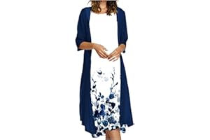 WKISHENL Womens Two Piece Set Floral Print Long Dresses with Cardigan Chiffon Sleeveless Flowy Maxi Dress Wedding Guest Dress
