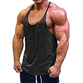 Muscle Cmdr Men's Bodybuilding Stringer Tank Tops Y-Back Gym Fitness Workout Training Running T-Shirts Athletic Quick Dry Top