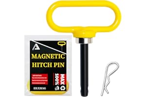 EilxMag Magnetic Hitch Pin, Lawn Mower Trailer Hitch Pins 1/2 Inch - Strong Heavy Duty Magnet Trailer Gate Pin for Mowers, Lawn Tractors, Towing Cargo, ATV - Simple One Handed Hook On & Off（Yellow）