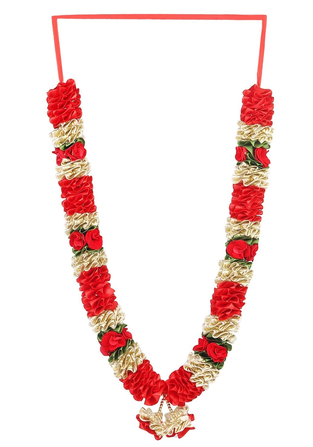 Photo 1 of Estationeryhouse Artificial Indian mala/Garland/haar jaimala shaadi Indian Wedding Pooja ashtami,Mala 1 pc (Rose and Gold)