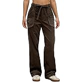 Ladyful Corduroy Elastic Waist Pants for Women Straight Leg Spring Fall Casual Baggy Loose Trousers 2026 with Pockets