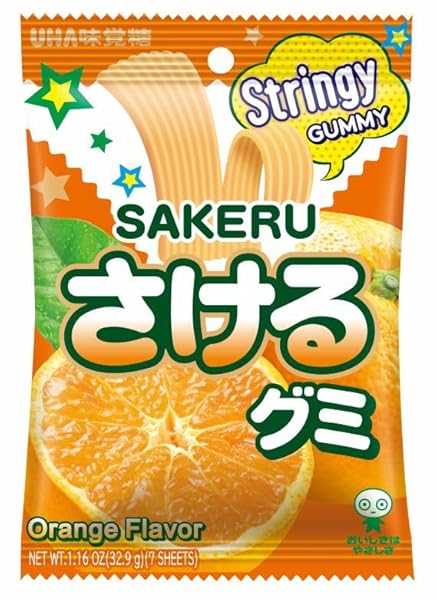 UHA MIKAKUTO SAKERU STRINGY GUMMY ORANGE 1.16 OZ...