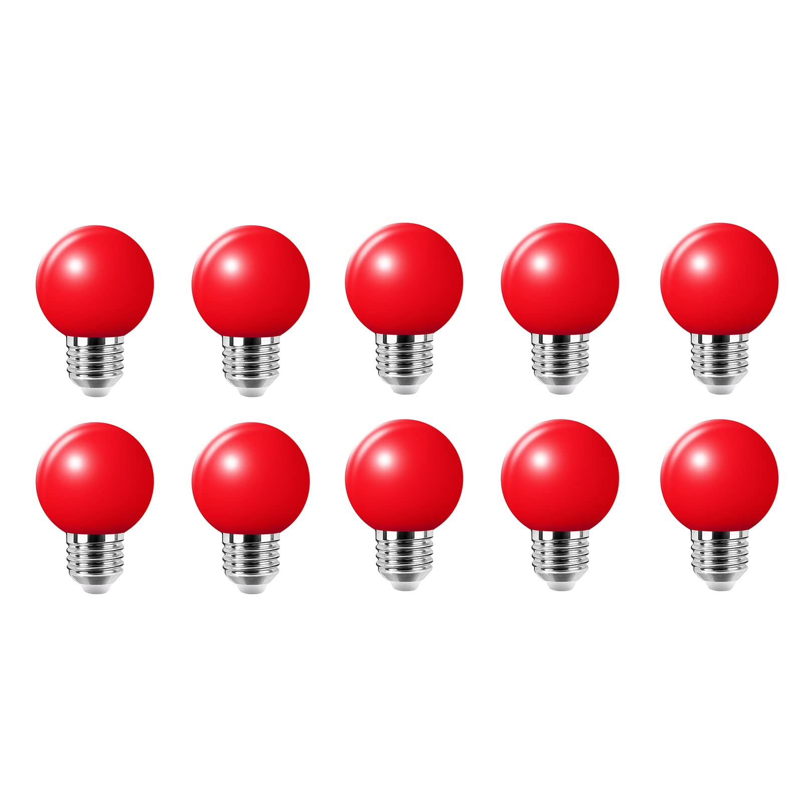 Jiotouhu 10 Pack e27 Coloured Light Bulb, G45 red Light Bulb, 2W Equivalent to 20W Halogen lamp, LED Coloured GolfBall Bulbs, for Outdoor Indoor Decorative