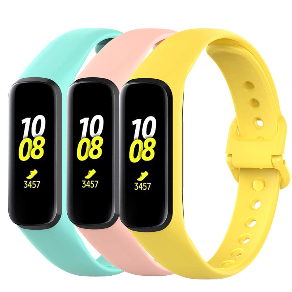 Shieranlee (3-Pack Straps Compatible with Samsung Galaxy fit 2 SM-R220 Strap, Classic Replacement Soft Silicone Sport Wristband Arm Band for Galaxy fit 2 SM-R220 Fitness Tracker…