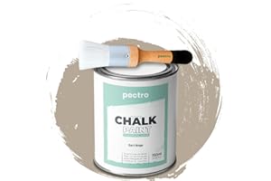 PECTRO Chalk Paint for Furniture 25 fl.Oz. (750ml) + Special Chalk Paint Brush - Furniture Paint no Sanding or Priming - Chalk Finish Wood Paint - DIY Projects Home Decor & Improvement (Dark Beige)