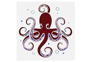 DOODLREAM Octopus Sea Wall Stencil Template 11.8 x 11.8 Inch Reusable Plastic Ocean Themed Stencil for Painting on Wood Wall Floor Tile Fabric Glass DIY Home Decor