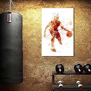 Sports Theme Watercolor Style Man Dribbling a Basketball