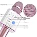 Wireless Microphone, Besteker Portable Wireless Mic Handheld Microphone Bluetooth Speaker Player for Music Playing, Mini Home KTV Karaoke for Apple Iphone Android Smartphone or PC (Rose Gold)
