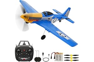 ROOFWORLD P51D RC Plane 4CH 2.4GHz RTF Remote Control Airplane P-51 Mustang Fighter Glider Aircraft Ready to Fly Radio Controlled Drone Hobby Plane with 6-Gyro Xpilot Stabilization System for Beginners Trainer