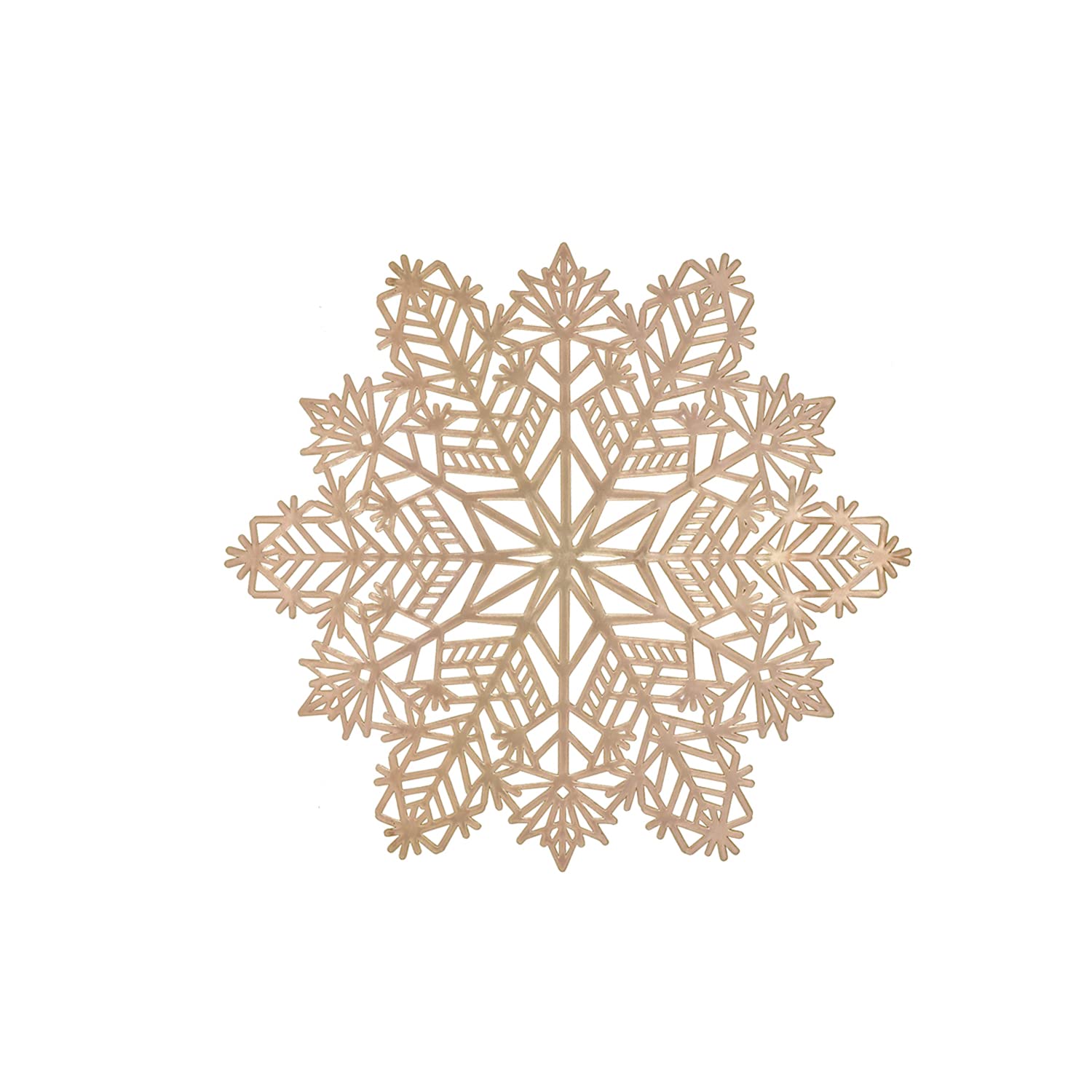 WUBAYI 3 Pieces Christmas Snowflake Placemats Golden Metal Holiday Vinyl Table Mats, Washable, Suitable For Holiday Dinner Table Top Tablecloth Decoration (Gold)