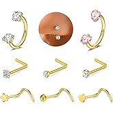 Zolure 8PCS Horseshoe Nose Rings Nose Studs Surgical Steel Earring Eyebrow Lip Helix Tragus Cartilage Hoops Piercing Jewelry for Women Men Septum Ring 18g 8mm