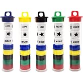 Ahoper Right Left Center Dice Game Prime Set Bundle with 3 Dices + 30 Chips - (5 Pack). Round Tube Storage is Very Convenient for Travel. Easy to Store, Carry Around.