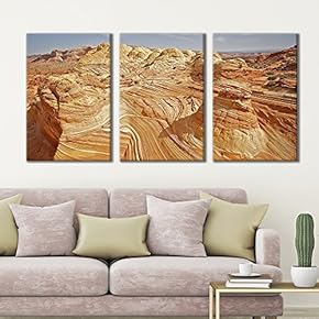 3 Panel Canvas Wall Art - Majestic Natural Landscape Triptych Canvas Series - The Wave at Vermillion Cliffs - Giclee Print Gallery Wrap Modern Home Art Ready to Hang - 16"x24" x 3 Panels