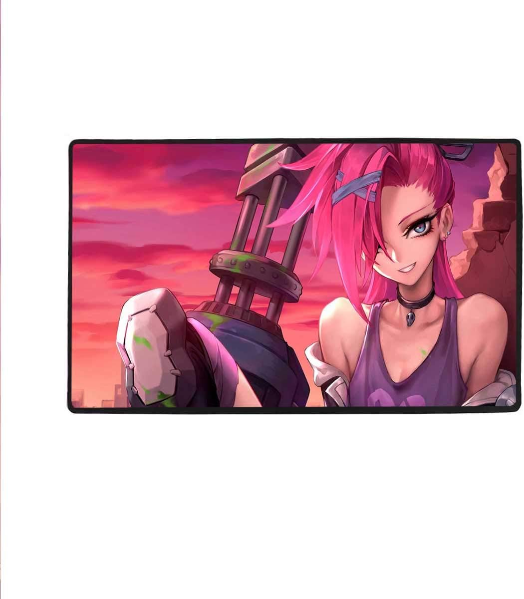 Mouse pad Compatible Jinx LOL League of Legends Non-Slip Rubber Base Mouse pad， Waterproof for Gaming Work & Home 15.7x35.4 inch