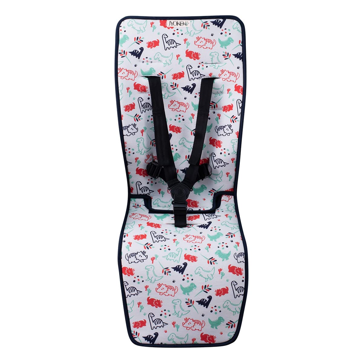 JYOKO Kids Pram Liner for Stroller Compatible with Joolz y Baby Jogger City Mini, City Mini GT2, City Mini Zip, City Mini Tour Y Joolz. Made of 100% Cotton (Dino Party)