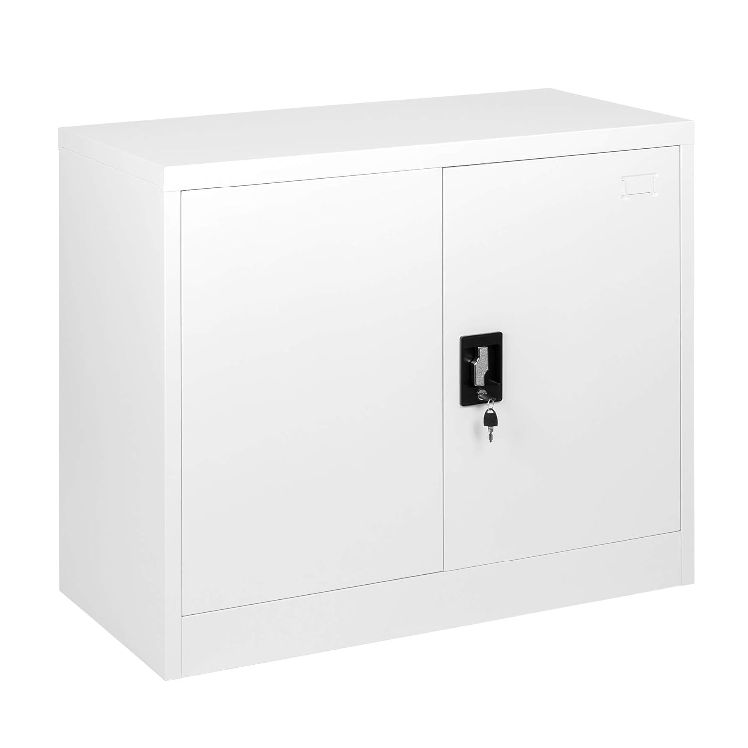 White Steel 2 Door Storage Cupboard with Lock 73cm Tall Amazon.co.uk