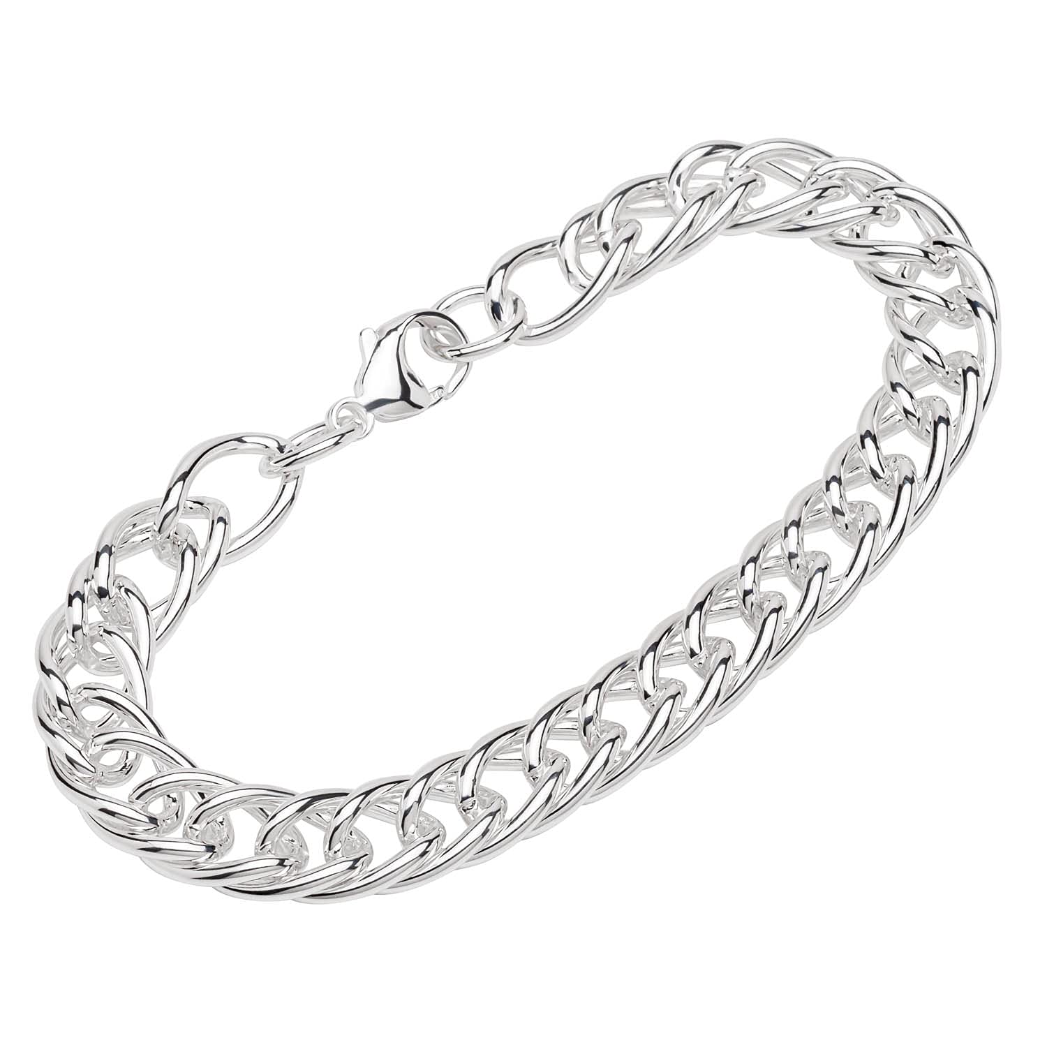 NKlaus bracelet 925 Sterling Silver 22cm double curb chain wide ladies exquisite 12261